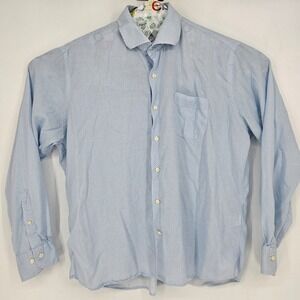 Peter‎ Millar Shirt Mens XL Button Up Long Sleeve Preppy Blue Linen Blend Casual